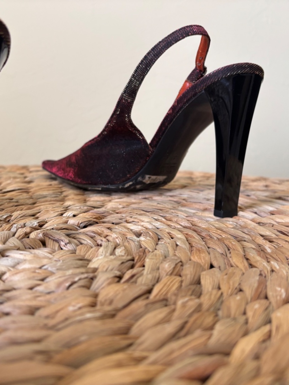 GIUSEPPI ZANOTTI Design / VICINI / red / gold pointed toe slingback heel / 37.5 - Picture 10 of 15